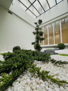 Jardin japonisant dans une cour intérieure